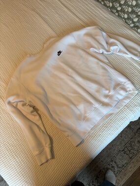 Nike White Crewneck Sweatshirt with Black Swoosh